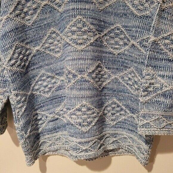 Vtg David Brett Sweater Men XL Blue Chunky 3D Knit Diamond Geometric Grandpa USA - Picture 5 of 11